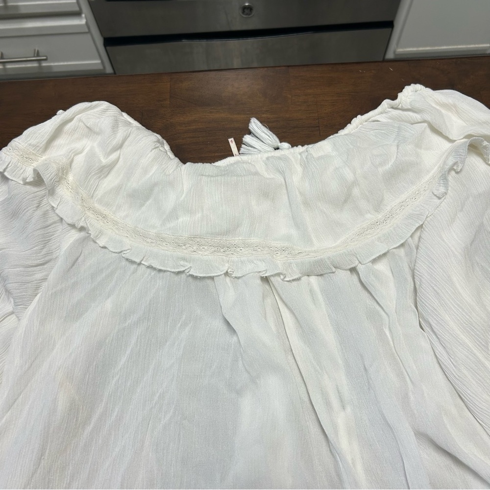 FREE PEOPLE sunrise shirt blouse in ivory white size S - Picture 8 of 16